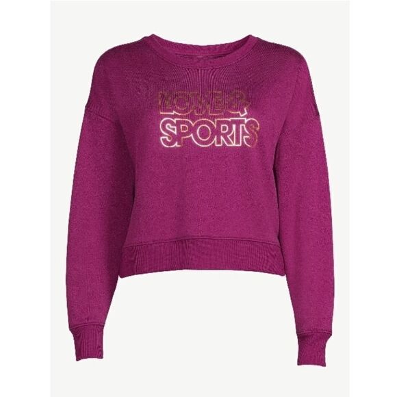 Women’s Fleece Cropped Active Logo Sweatshirt Top Size S - Picture 1 of 4